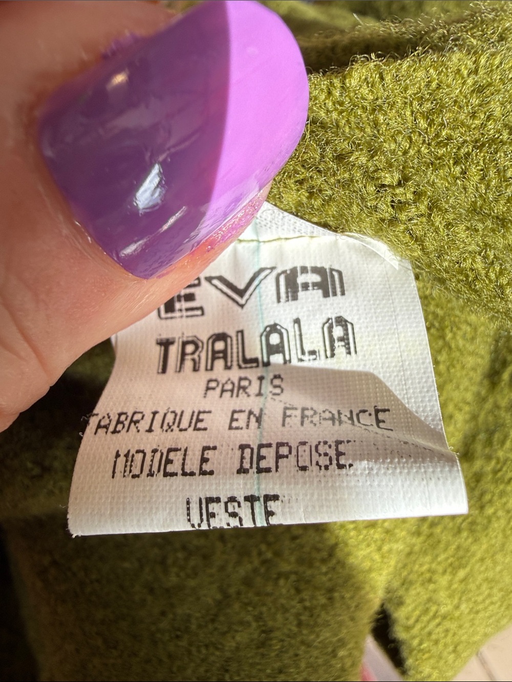 Eva Tralala Paris chartreuse 100% boiled wool toggle French style jacket Size S - Picture 13 of 14